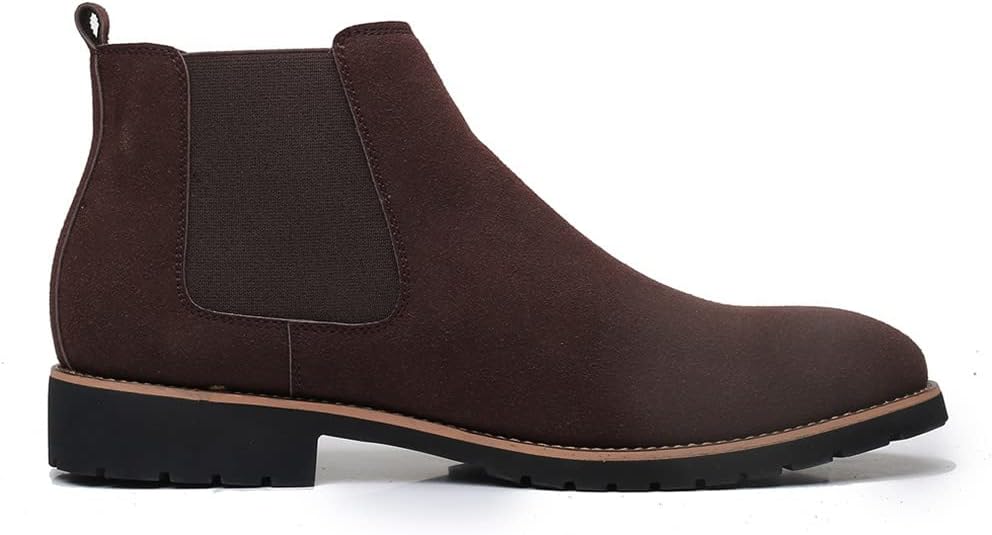 Santimon Mens Chelsea Ankle Boot Suede Leather Slip-On Classic Dress Comfort Casual Chukka Boots