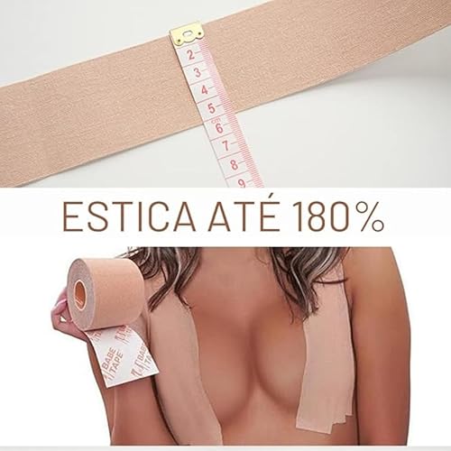 Fita Adesiva Levanta Peito Sutiã Invisível Push Up Bege 5 metros