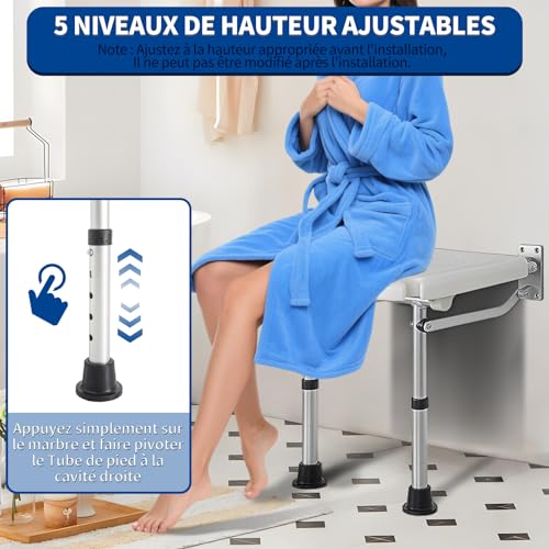 Tabouret de douche mural pliable 180 kg FREEAMG