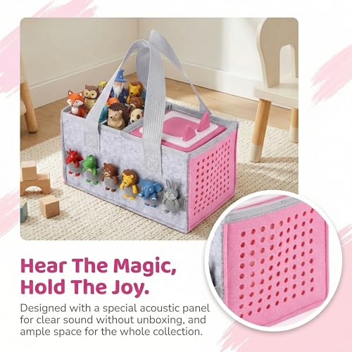 Image of Tonies Carrying Case - Felt Travel Bag for Toniebox & Figures, Foldable Tonie Case with Hand Strap for Kids' Audio Player, Headphones, Charger & Tonies (Complete Protection for Travel & Home)