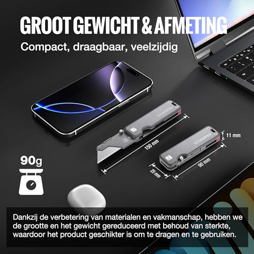 WORKPRO Titanium CNC-bewerkt hobbymes met extra 10 messen, aluminium handvat - Afbeelding 4