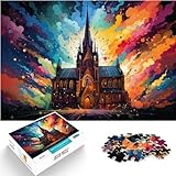 Puzzles Le psychédélisme coloré de la cathédrale de Göteborg Puzzle en Bois de 1000 pièces pour Un Jeu de Puzzle Stimulant et Un Jeu en Famille (50 x 75 cm)