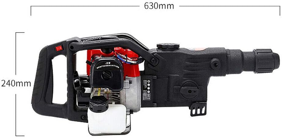 32.7CC Demolition Hammer Gas Powered, 2-Stroke 2.4HP Gasoline Hammer Drills Concrete Breaker with 3 Drills & 2 Chisels