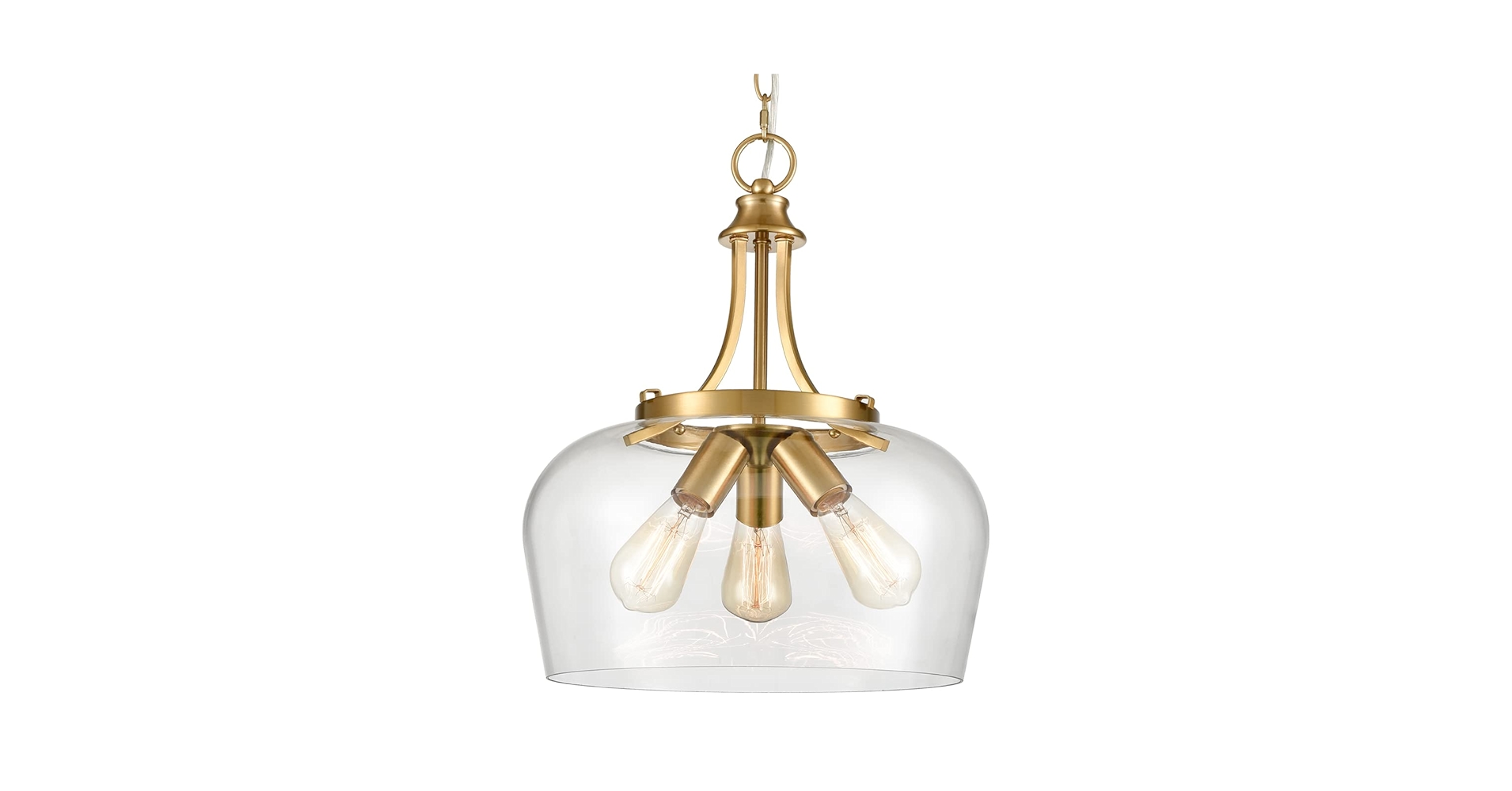 かなでもの　Gold × Glass　Ceiling Light 3 TOBUSA 3-Light Gold Semi Flush Mount Light Fixture, Modern