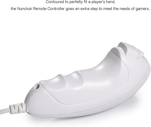 Miniatura 4 de Paquete de 2 controladores Wii Nunchuck, repuesto clásico para mando de mando retro compatible con Wii Wii U, mando de juego para mano izquierda y