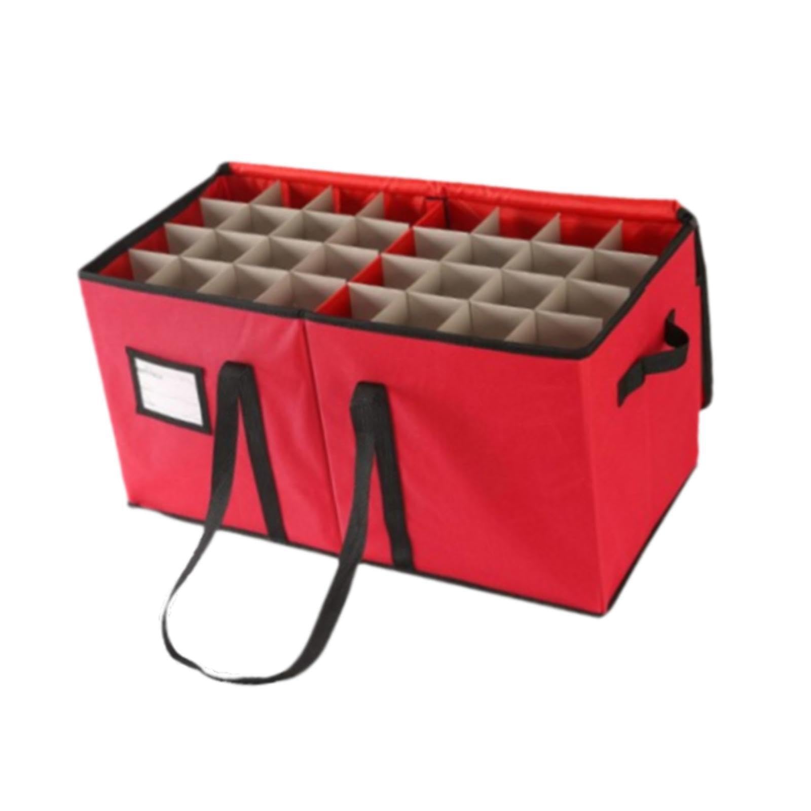 Aufbewahrungsbox für Weihnachtskugeln mit stabilen Griffen und doppeltem Reißverschluss für einfachen Zugriff und sichere Aufbewahrung.