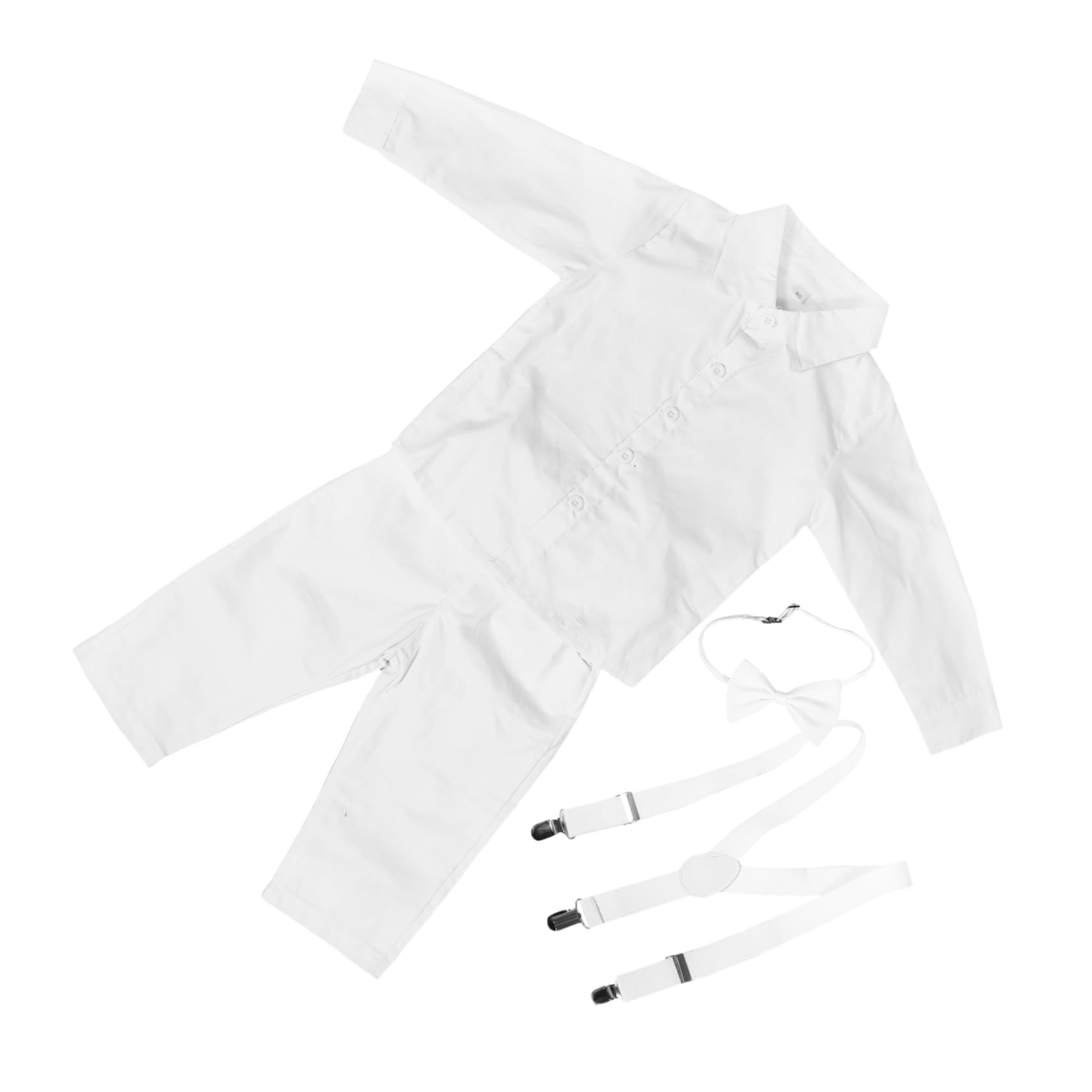 Boy Gentleman Outfit con Camicia Maniche Lunghe e Pantaloni con Bretelle Formale per Traspirante e Cuciture Resistenti per Cerimonie