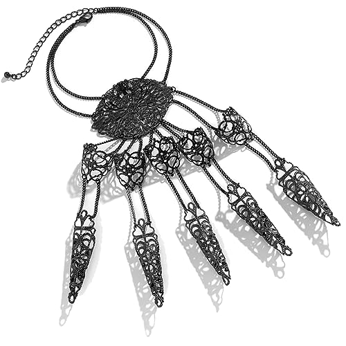 ALoveSoul Cosplay Finger Extension Bracelet Nail Rings Jewelry Fingertip Finger Claws Halloween Gothic Jewelry Black Hand Chain Bracelet