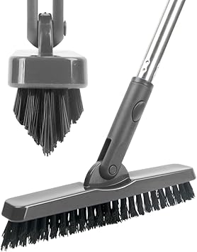 CELOX Grout Brush with Long Handle, 180Rotation Tile Grout Cleaning Brush, Gray
