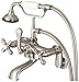 Water Creation F6-0009-02-PL Vintage Classic Adjustable Center Mount Tub Faucet with Swivel Wall Connector and Handheld Shower, Brushed Nickel Finish with Protective Coating