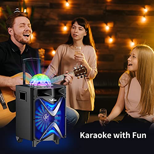 Karaoke Machine For Adults & Kids, Vegue Bluetooth Pa Speaker System With 2 Wireless Microphones, 10'' Subwoofer, Disco Ball, Karaoke Singing Machine For Home Karaoke, Singing Party, Church (Vs-1088) #TOP7