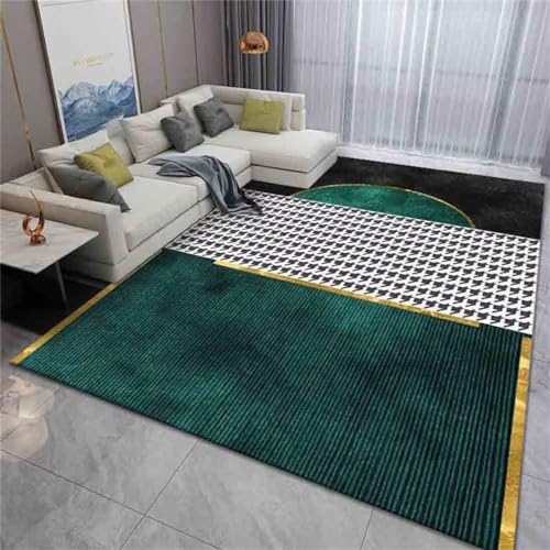 Tapis salon chambre adulte complète vert 100x200 lavable anti-taches - 2