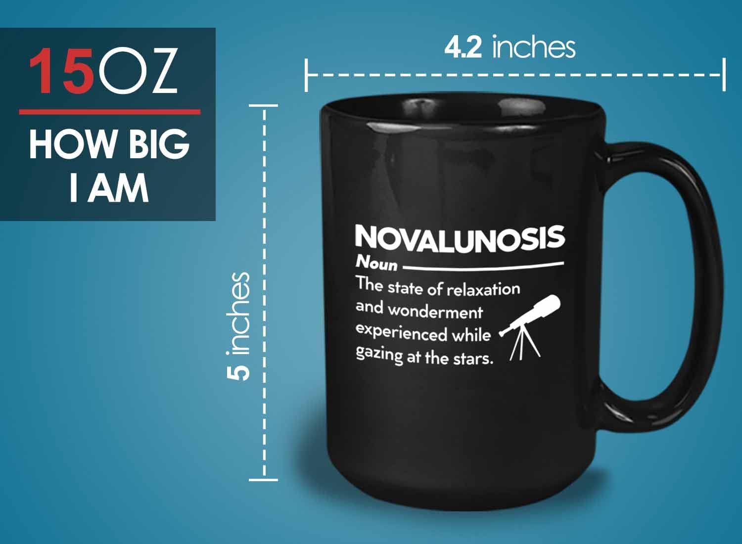 Bubble Hugs Star Gazer Coffee Mug 15oz Black - Novalunosis Definition - Stargazing Stargazer Star Lover Astronomy Astrology Binocular Telescope Novalunosis