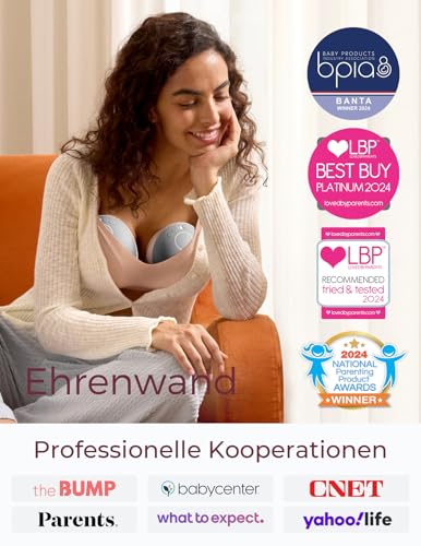 Momcozy Freihändige Milchpumpe Mobile Flow | M9 Upgrade, Elektrisch & App-Steuerung, Personalisierte Multi-Modi & 15 Stufen, Tragbare Pumpe, 24 mm (Rot, 2 Stück)