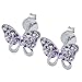 Produktbild SoulCats® 1 Paar Ohrstecker Schmetterlinge aus echt 925 Sterling Silber mit Straß in flieder