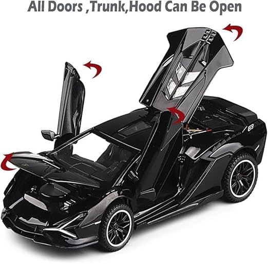 Image of Lamborghini Sian Diecast Car Model 1:32 Scale | Metal Pull Back Super Sports Car Toy | Openable Doors Collectible | Birthday Gift for Kids Boys & Girls (Colour as a per Stock)