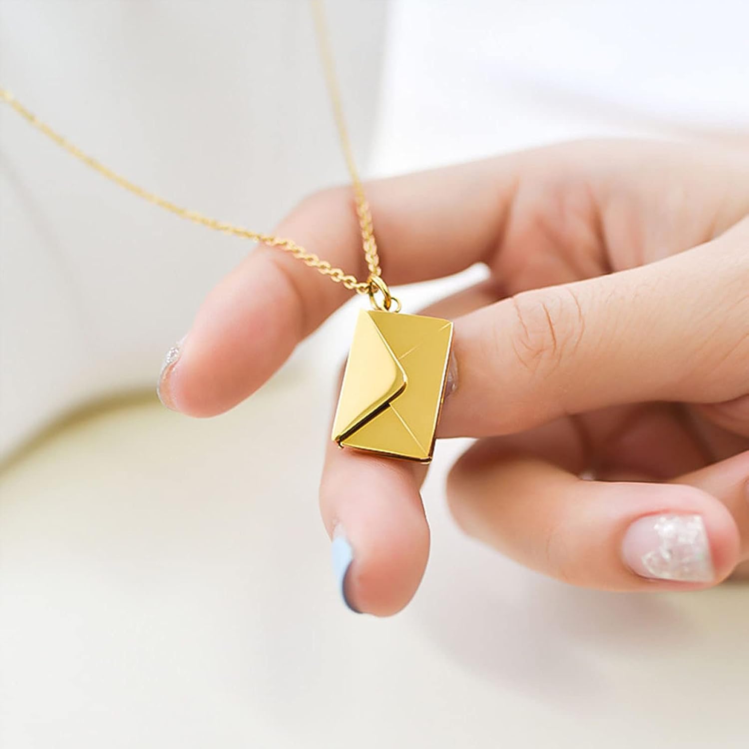 Fashion Necklace, Envelope Locket Necklace Stainless Steel Gold Silver You Secret Pendant Necklace Jewelry