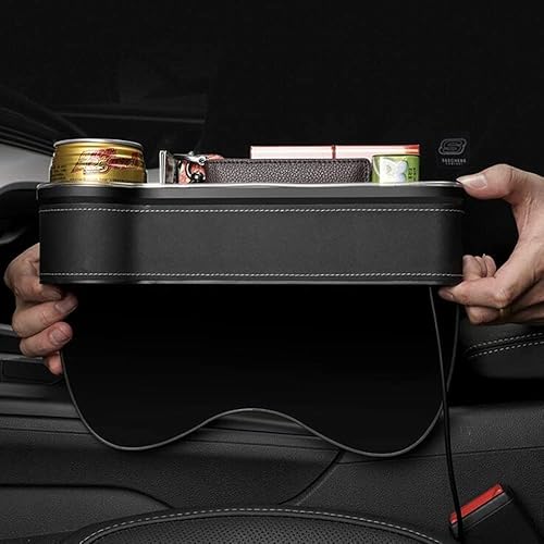 Miniatura 5 de Tumecos Organizador de espacio para asiento de automóvil con luz multifuncional, con portavasos pequeño, caja de almacenamiento, organizador de