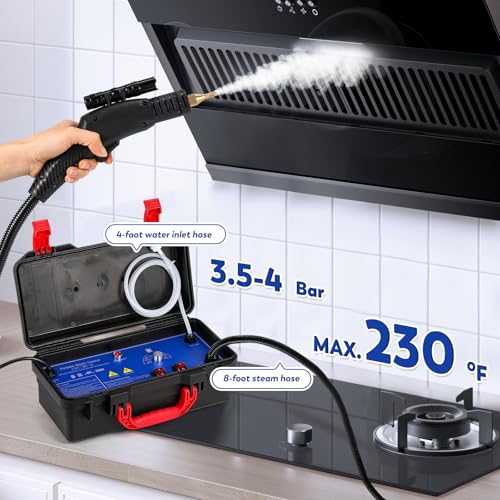 Using handheld steam cleaner on stove