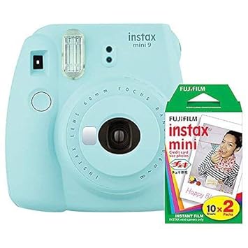 Fujifilm Instax Mini 9 (Ice Blue) Instant Camera with Mini Film Twin Pack