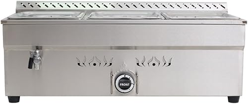 Miniatura 10 de HayWHNKN 5-Pan LP Gas calentador de alimentos propano mesa de vapor acero inoxidable Bain Marie Buffet para fiestas (con válvula reguladora de gas)