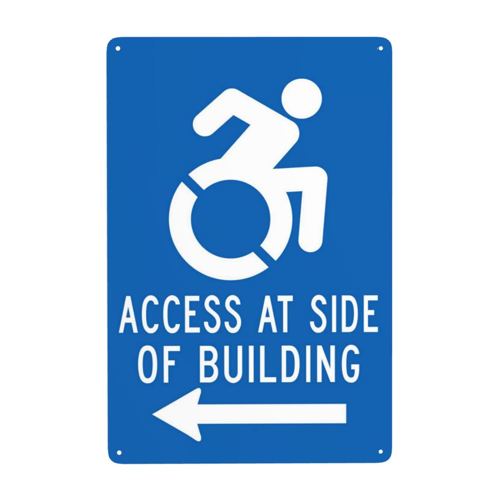 SMAZDFXX Handicap Parking Sign, Access At Side Of Building With Left Arrow Metal Warning Signs, Cautions Security Tin Sign, Safety Signs for Street Business Wall Decor 8"x12"