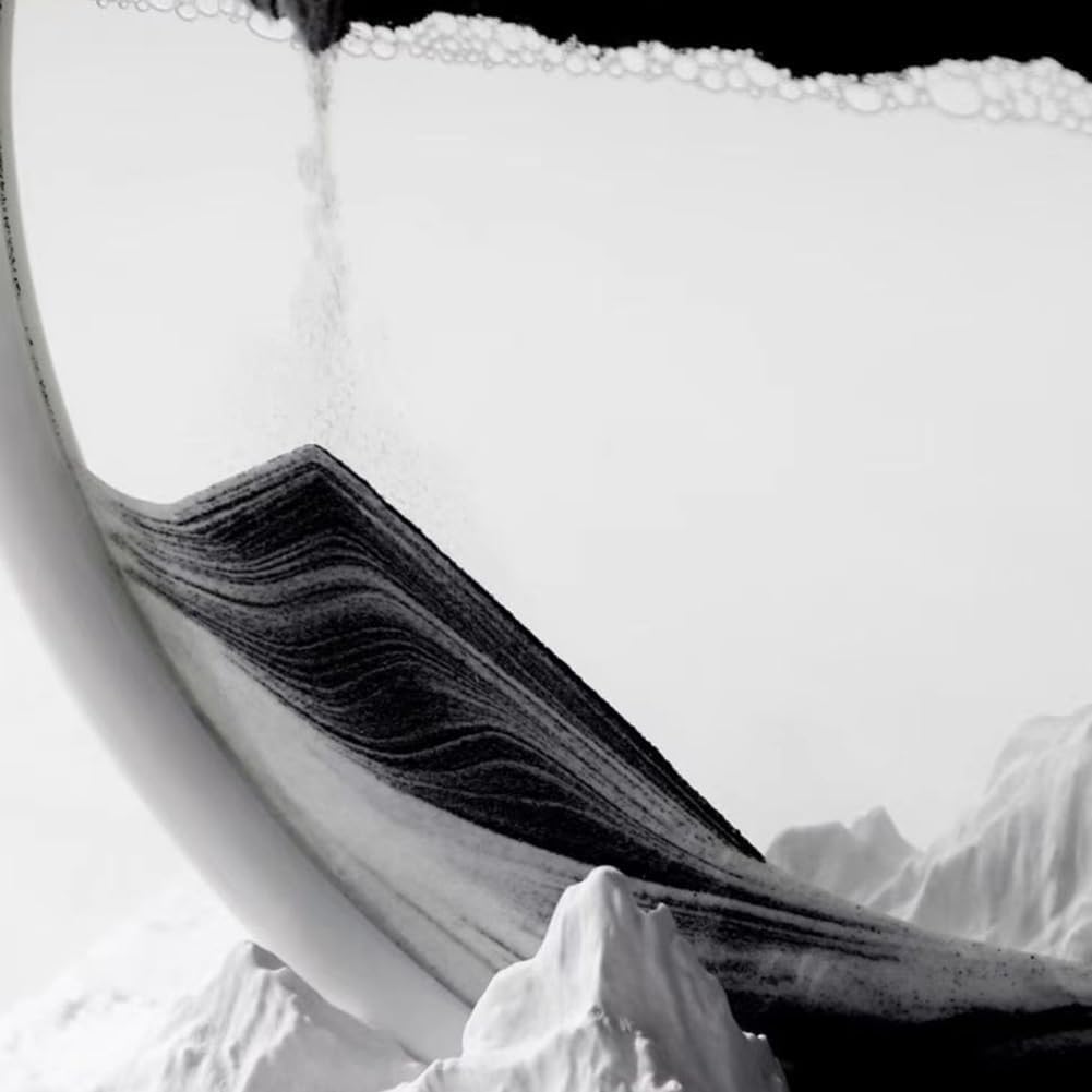 3D Dynamic Sand Art Liquid Motion, Liquid Motion 3D Deep Sea Sandscape in Motion Display Flowing Sand Frame Relaxing Desktop Home Office Work Decor(Black)