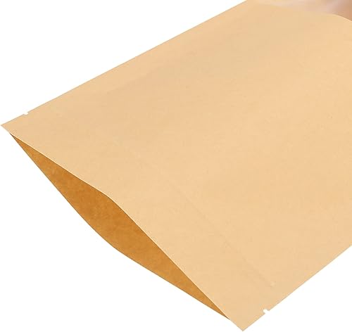 Miniatura 3 de NINGWAAN - Paquete de 200 bolsas de papel kraft de 7 x 10 pulgadas, bolsas de papel kraft con cremallera con ventana transparente y muesca de