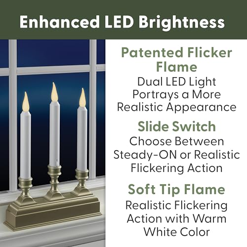 Image of 612 Vermont Battery Operated LED Window Candelabra with Sensor and 8 Hour Timer (Pewter)