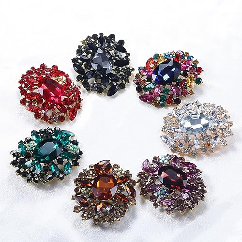 Image of LAXPICOL Vintage Austrian Crystal Elegant Flower Brooch for Women Broach Pin Wedding Jewelry Antique-Gold Tone