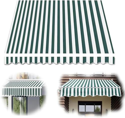 Cubierta de sombrilla de repuesto tela de toldo raya verde 16x6.5ft 2