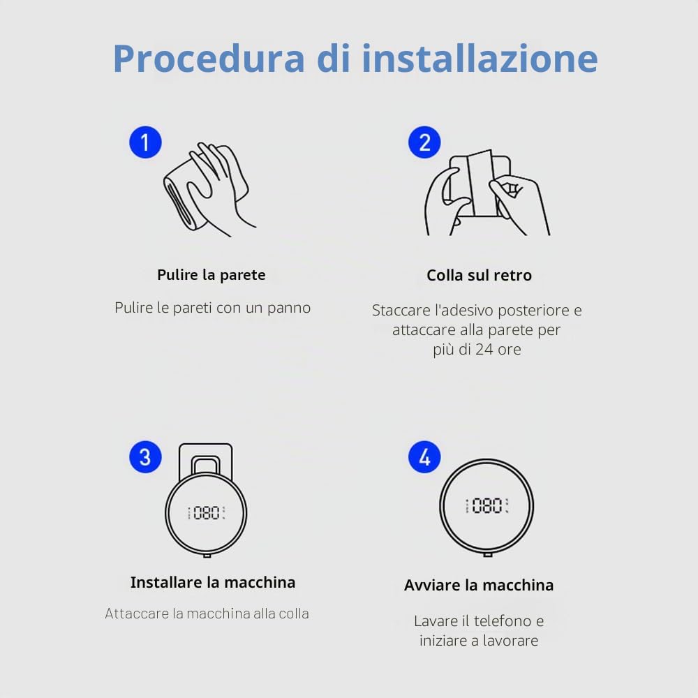 Kavolet Distributore automatico di sapone schiumogeno da parete senza senza foratura, 300 ml, dispenser intelligente ricaricabile con display LCD, 3 livelli regolabili