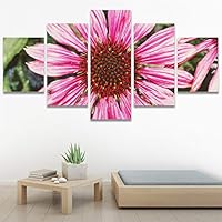 SIGNWIN 5 Panel Canvas Wall Art Pink Fields for Home Decorations Ready to Hang - 60
