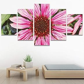 SIGNWIN 5 Panel Canvas Wall Art Pink Fields...