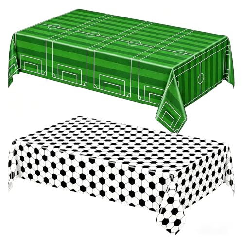 FodyZou Soccer Tablecloth 2Pcs 54x108in Plastic Cover for Party(2PCS)