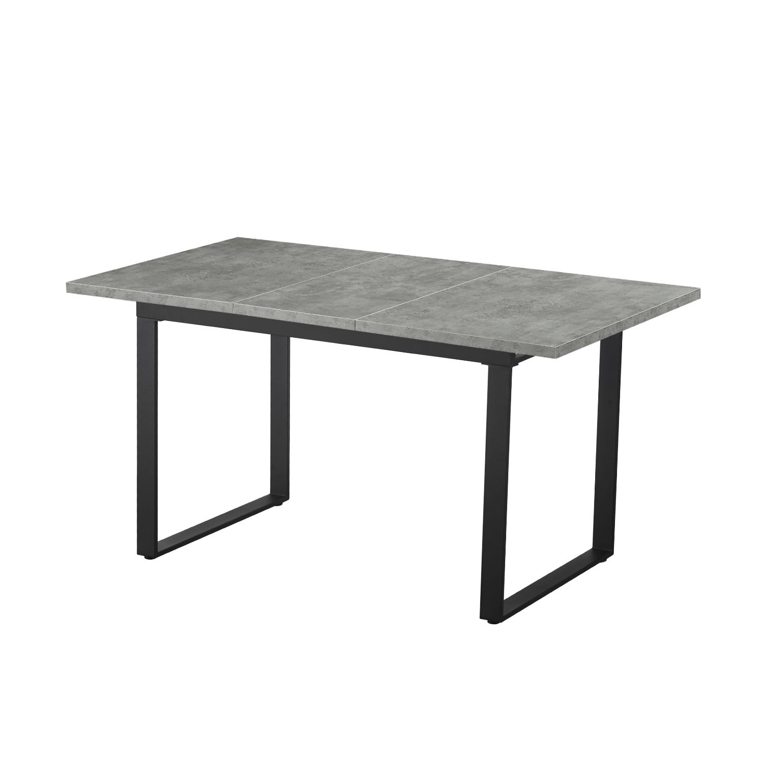 B&D home Eettafel Sven, uittrekbaar 120-160 x 80 cm, 4-6 personen, keukentafel, houten tafel met metalen frame, voor eetkamer, keuken, Scandinavisch industrieel design, marmerzwart 11202-FW-MSCH