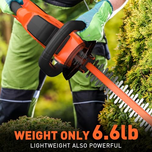 SOYUS Hedge Trimmer Cordless, 20V Electric Hedge Trimmers with 22 Inch Dual Action Blades and 3/4\" Cutting Capacity, 2.0Ah Battery and Fast Charger Included