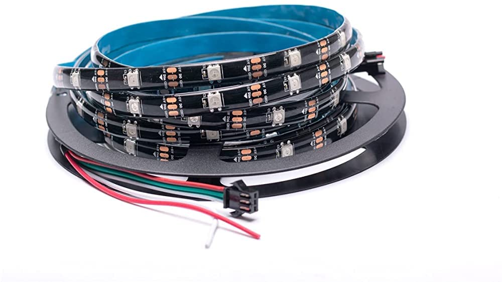 SVFISHKK WS2812B LED Strip Individual Addressable Light Full Color SMD 5050 RGB Pixel Strip DC5V (30Pixels/m 150Pixels 16.4FT 150LEDS Waterproof IP65, Black PCB)