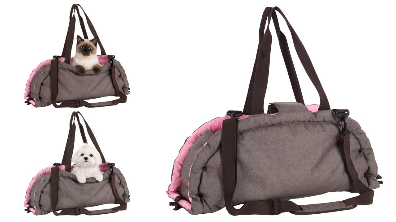 Trasportino per Cani – Gatti – Xenos – Borsa 2 in 1 in Poliestere, Utilizzabile Anche Come Coperta, con Spallacci e Tasca portaoggetti