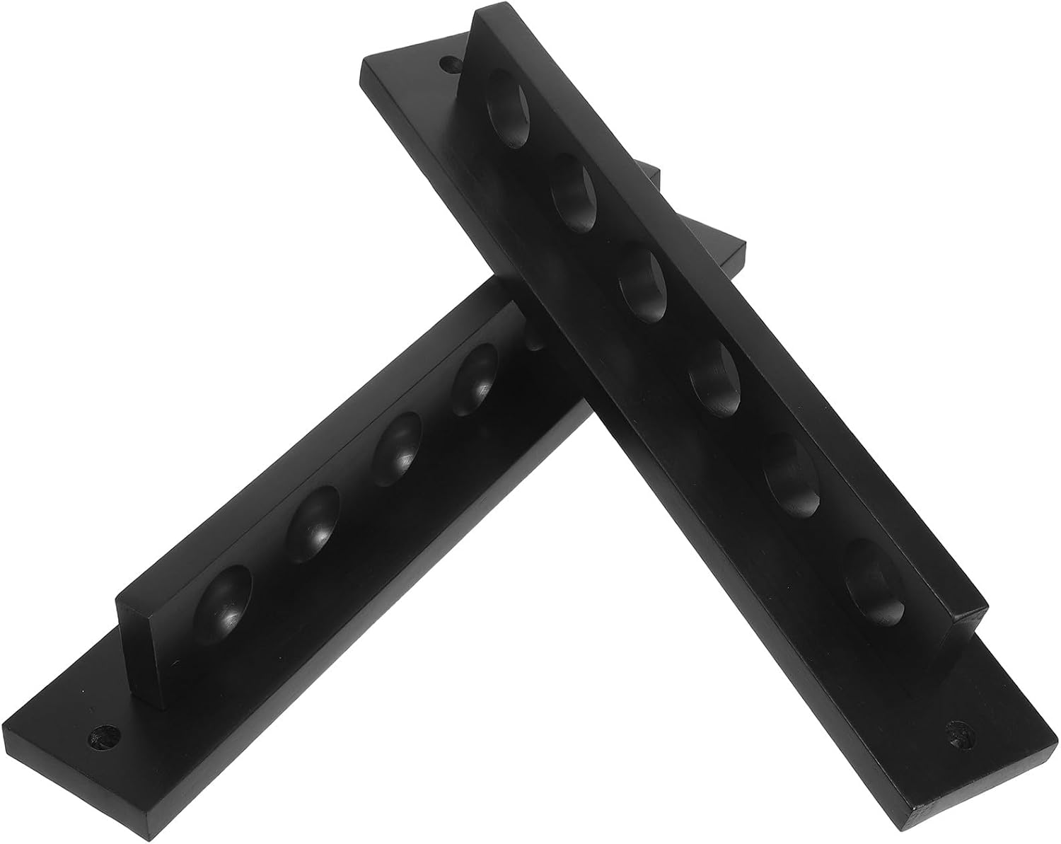 Wakauto Solid Wood Pool Cue Rack Wall Mount Holder for 6 Cues T-shaped Billiard Stick Organizer Black for Game Room Billiard Supplies