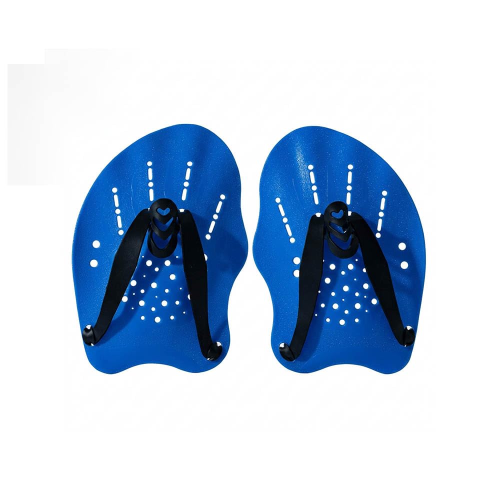 Hand Paddles for Swimming Training, Swim Hand Paddles with Adjustable Straps, Lap Swimming Training Equipment for Adults and Children, Blue M Size