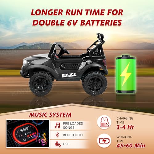 Image of Kawaii Kids Speed 888 Battery Operated Electric Car for Kids, 12V Rechargeable Ride-On SUV with Solid Design, Kids Ride-On Car for Boys & Girls Age 1-7 Years (MERC Black)