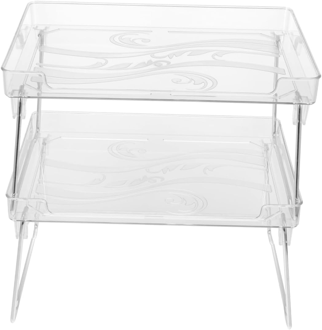 Multi-function Foldable Kitchen Spice Storage Rack Double-layer Desktop Storage Holder Seasoning Organizer for Cabinet and Countertop Use