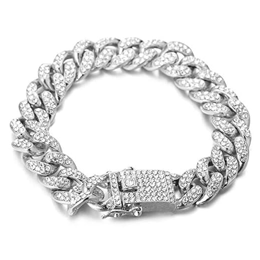 Halukakah Gold Chain for Men,13MM Cuban Link Chain Iced out Miami Platinum White Gold Finish Bracelet 7",Full Cz Diamond Cut Prong Set,with Giftbox