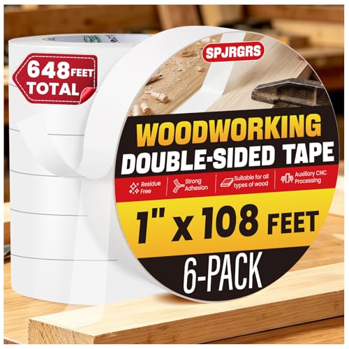 6 Pack Total 648 Ft (1IN x 108 Ft)Double Sided