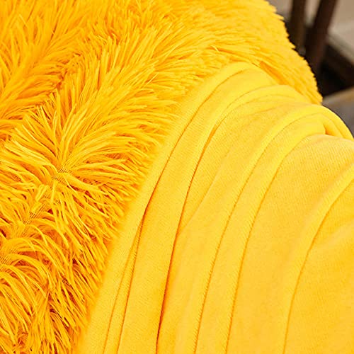 Chic Shaggy Throw Blanket Soft Plush Bedspread On The Bed Warm Blanket Fluffy Faux Fur Grey Rainbow Blankets For Beds Sofa Manta Yellow Pillowcase 50X70Cm Single #TOP2