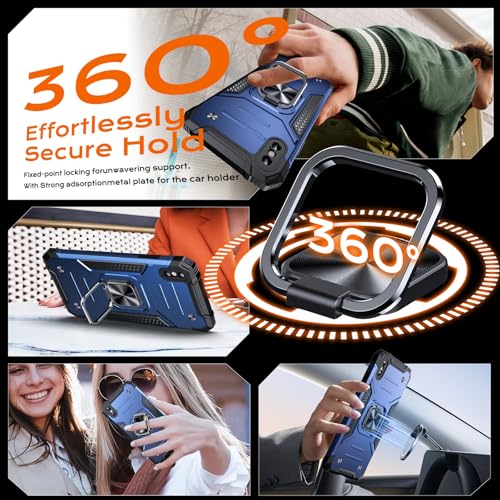 Image of Anqrp Heavy Duty Case for iPhone X /XS Case with Enhanced Ring Holder Grip Stand, Military Grade Shockproof Rugged Drop Protective Silicone Hard Slim iPhone X /XS Phone Case Cover,Vivid Blue