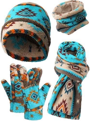 Jecery 4 Pack Winter Beanie Hat Scarf Gloves Sets Ultra Soft Wome...