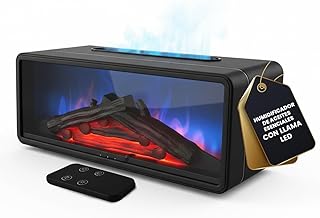 200ML Humidificador Aceites Esenciales con Llama LED - Difusor de Aromas - Chimenea Decorativa - Simulador Efecto Llama - Ambientadores para el Hogar - Aromatizador de Aire
