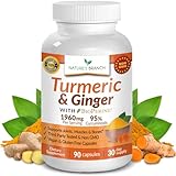 Extra Strength Turmeric Curcumin with Ginger & BioPerine ★ 1950mg Joint Pain Relief Supplement for Inflammation with Black Pepper Powder - Premium Made in USA 100% Vegan Non GMO - 90 Capsules